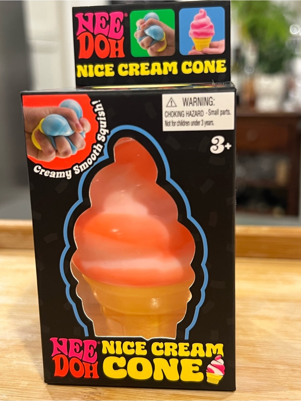 🧡Authentic & Rare NeeDoh Nice Cream Cone Squishy Toy-Orange, Coral Color ✨